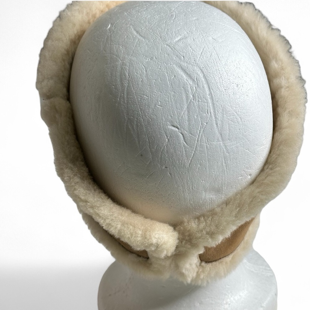 UGG Reversible Leather and Shearling Headband Ear Muff Chestnut Brand New! L/XL - Picture 5 of 13